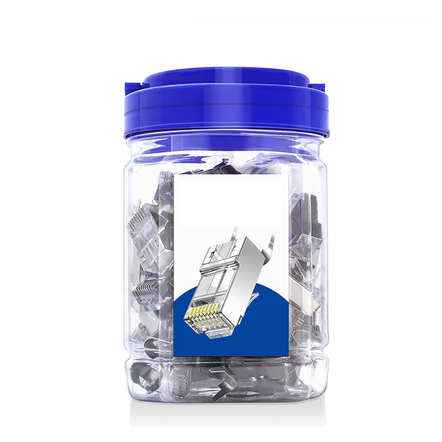 50 Pack Shielded RJ45 Cat7 Cat6A Straight Through Connectors - 3 Pin 8P8C 50U Plated Two-Piece Ethernet Cable