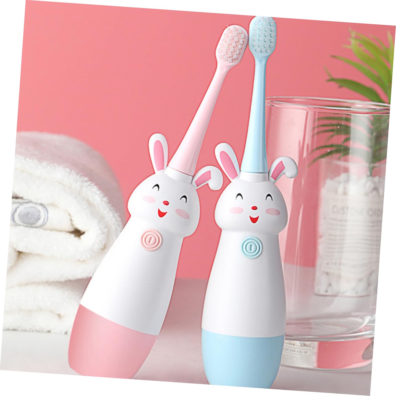 Mipcase 3 Juegos Cepillo Eléctrico Infantil con Diseño de Dibujos Animados Vibración Sónica Cabezales de Repuesto Compacto y Fácil de Usar para Bebés Color Rosa