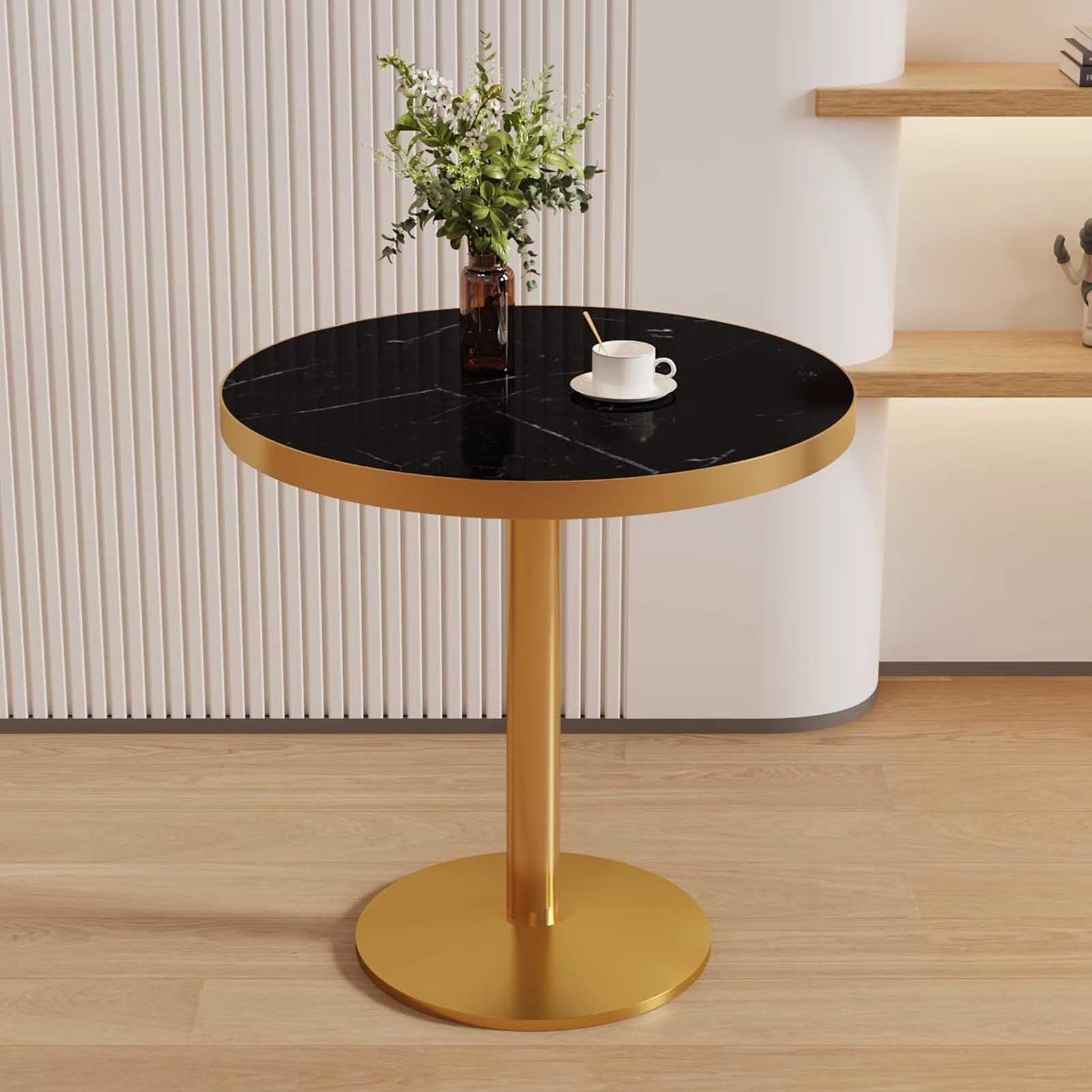 Table de salle à manger ronde moderne du milieu du siècle 60 cm pour 2 à 4 personnes, base sur piédestal, meuble élégant pour la maison, le bureau et la cuisine, design peu encombrant, salle à manger