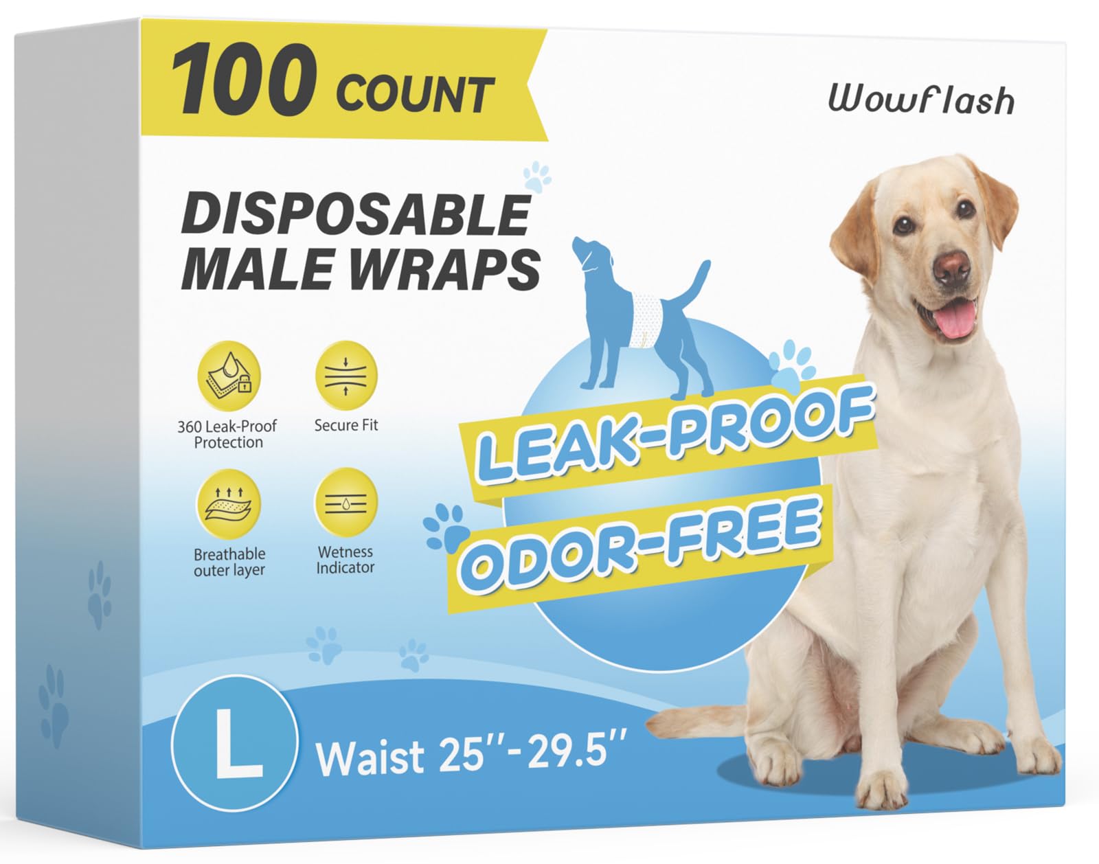 Photo 1 of Wowflash Disposable Dog Belly Bands, Large, 100 Count