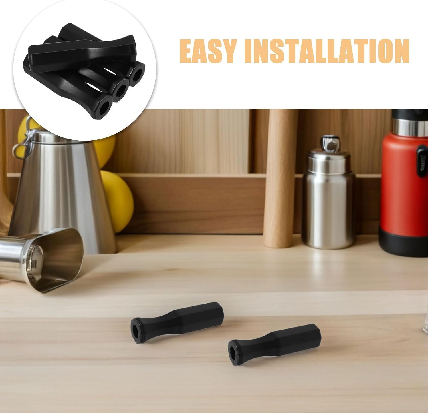 VANZACK 12pcs Foosball Replacement Handles, Black Plastic Foosball Handle Grips - Table Soccer for Adult Table Football Games, Easy Install Game Room Accessories