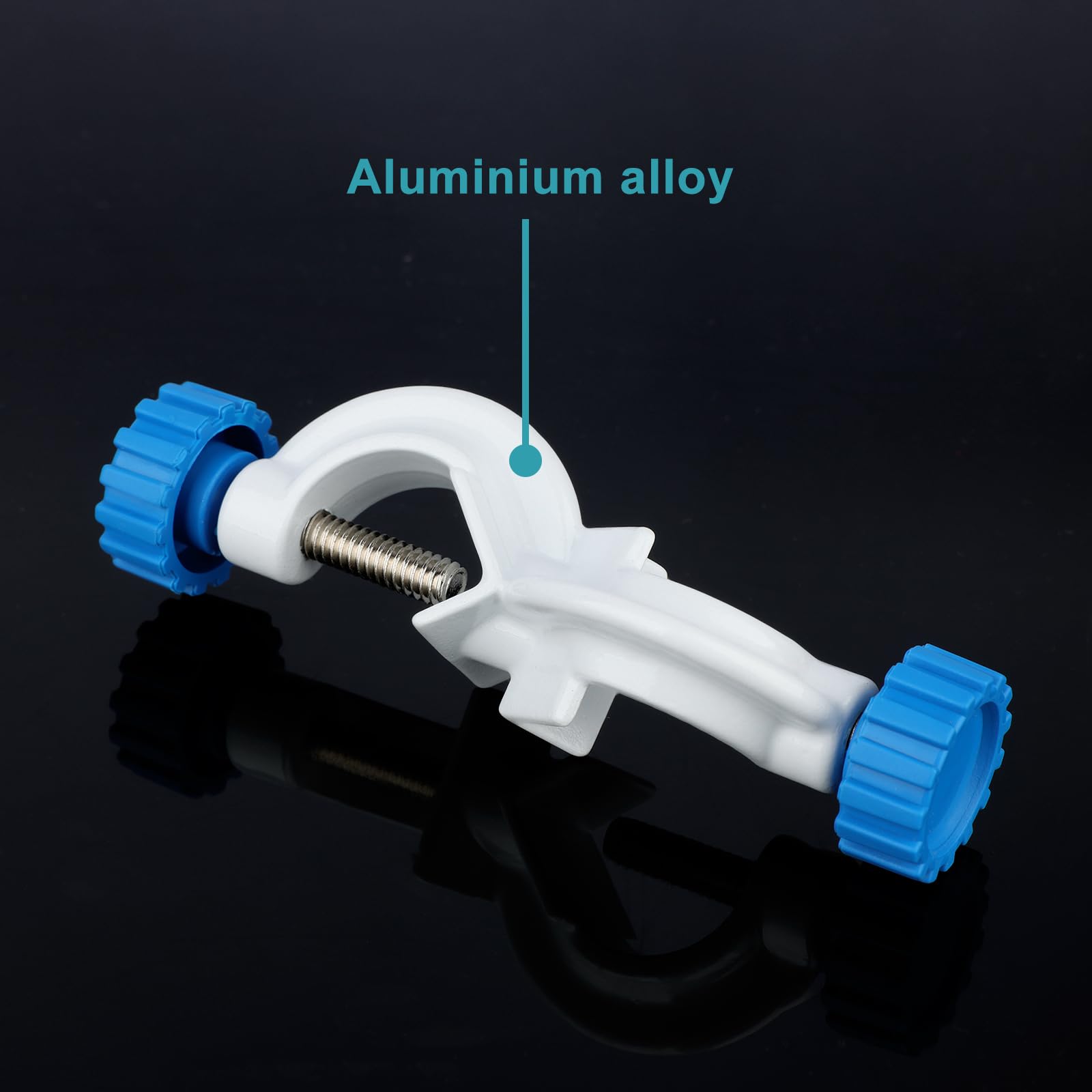 stonylab Morsetto Regolabile, Confezione da 2 Morsetti da Laboratorio in Lega di Alluminio, per Aste fino a 21 mm, Rivestiti in Bianco per Uso di Laboratorio