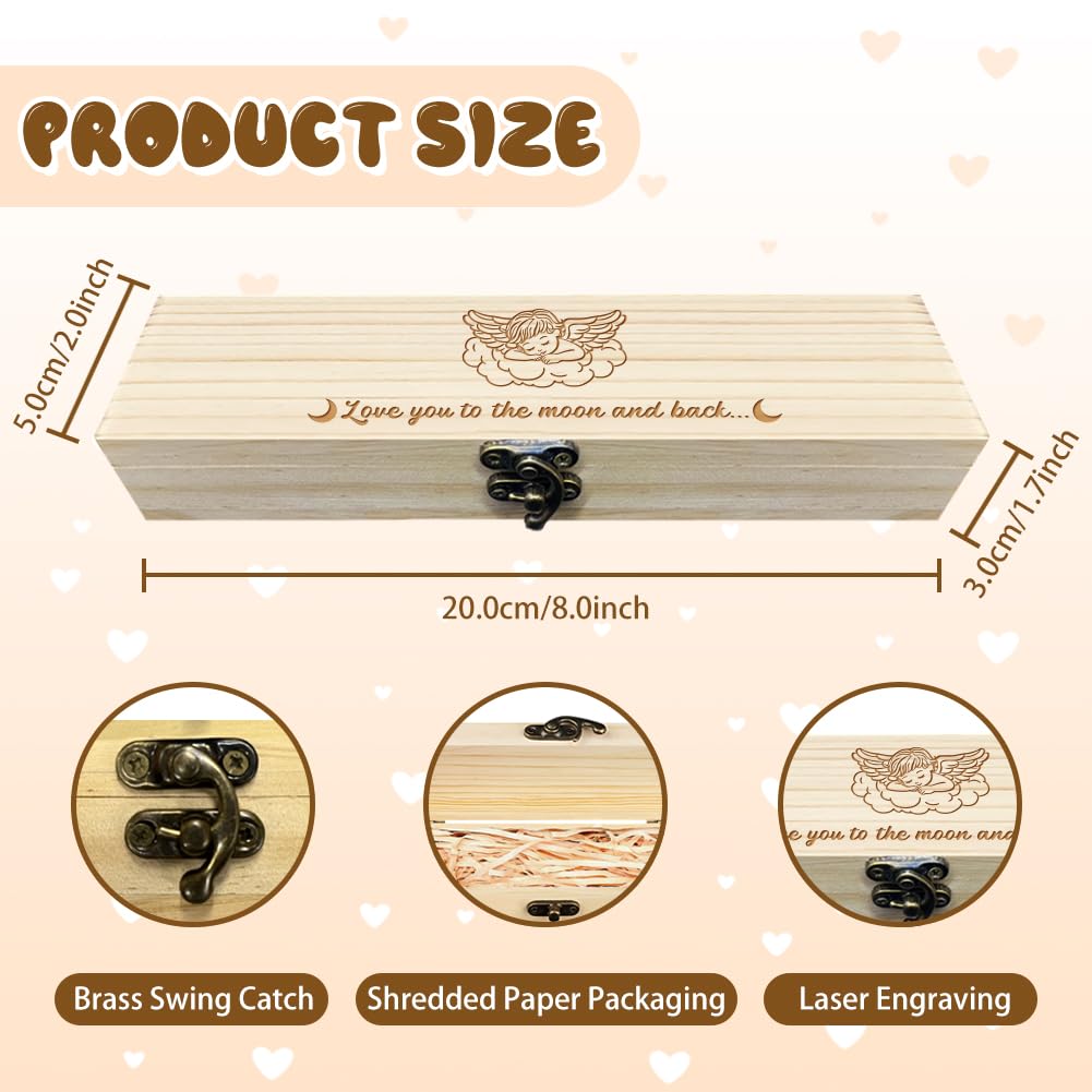 CHGCRAFT Pregnancy Test Keepsake Box Angel Surprise Wooden Pregnancy Announcement with Raffia Ribbon and Lock - Image 2