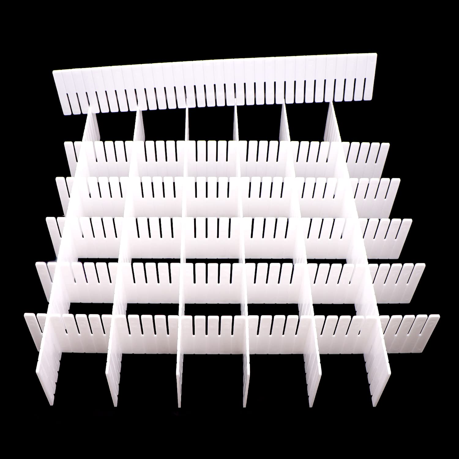 12Pcs Adjustable Drawer Dividers 0.1Inch Thickness DIY Grid Dividers 40x7cm Plastic Organizer Separator for Socks Underwear Makeup Cosmetic Clothes