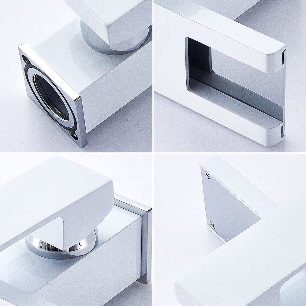 Grifo de agua caliente y fría, grifo LED para baño, grifo para lavabo, grifo de latón para cocina y baño (blanco)