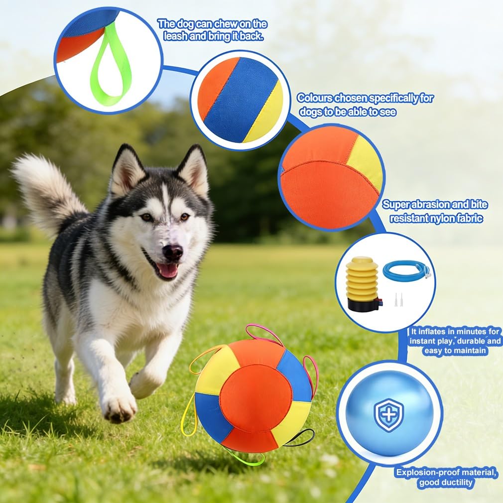 Pelota de pastoreo con pestañas para perros, caballo, pastor australiano, resistente, inflable, Big Collie, fútbol para mascotas con correas para razas pequeñas, medianas y grandes, juguetes de