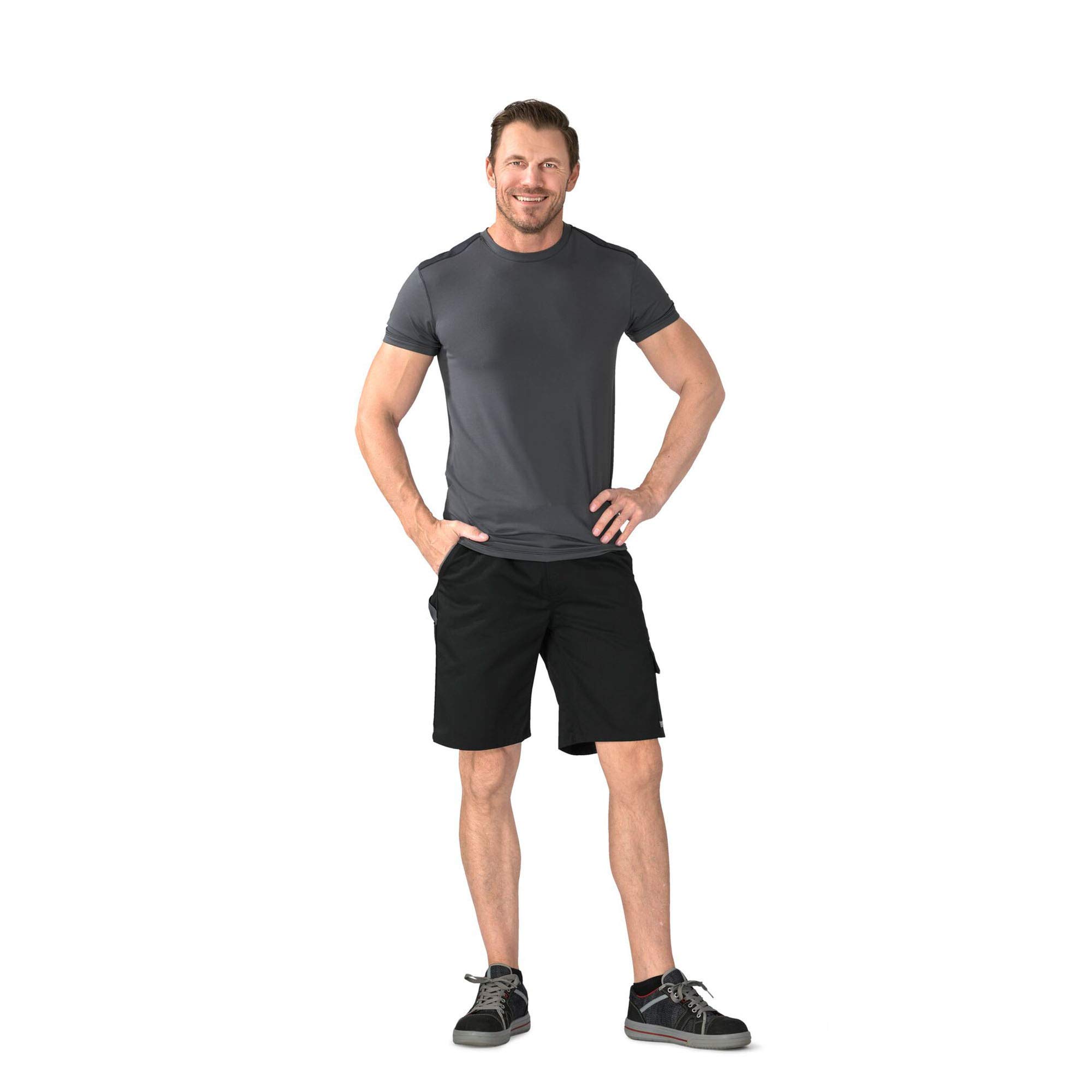 Planam Unisex Shorts Highline Größe M in Schiefer/schwarz/rot