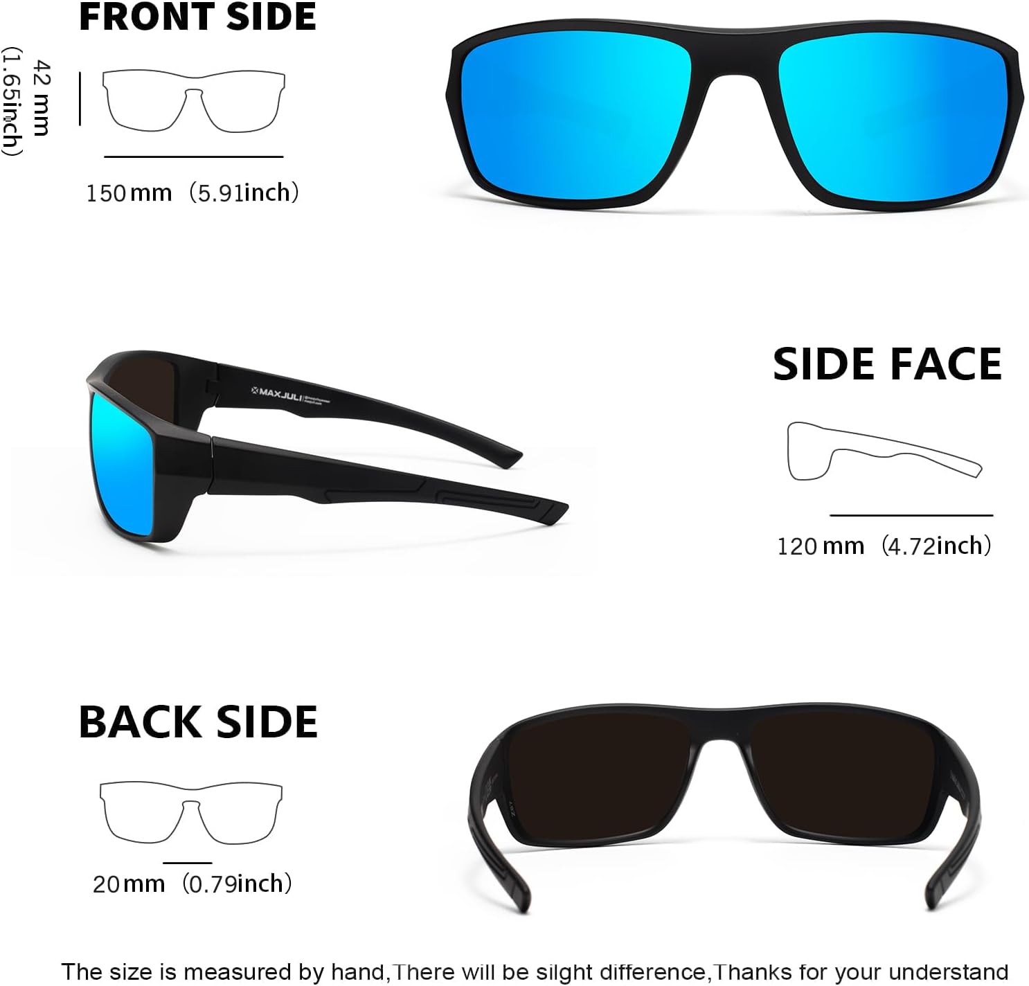 MAXJULI XL Z87 Sports Wrap Around Sunglasses for Big Heads Men Women TR90 Ultralight UV400 Protection Glasses 8701 - Image 5