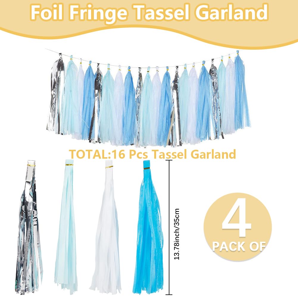 Ghirlande Di Nappe Colorate Per Feste - 4 Set Decorativi In Carta Velina Blu Per Compleanni E Matrimoni - Foto 9
