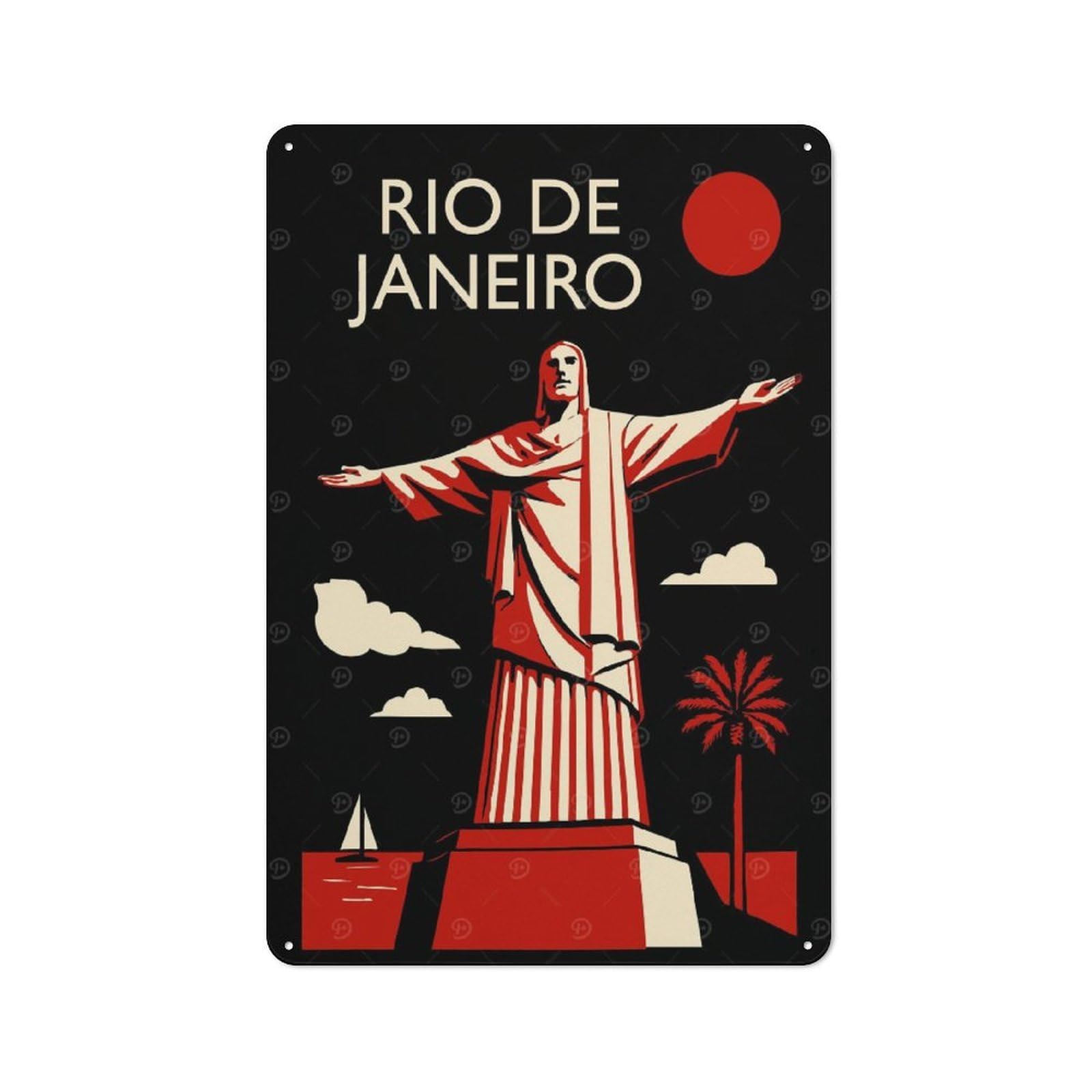 Junmoney Style-7 Classic Rio De Janeiro Travel Metal Sign 30X20cm, Classic Pub Decor For Diner, Restaurant, Shed Or Kitchen