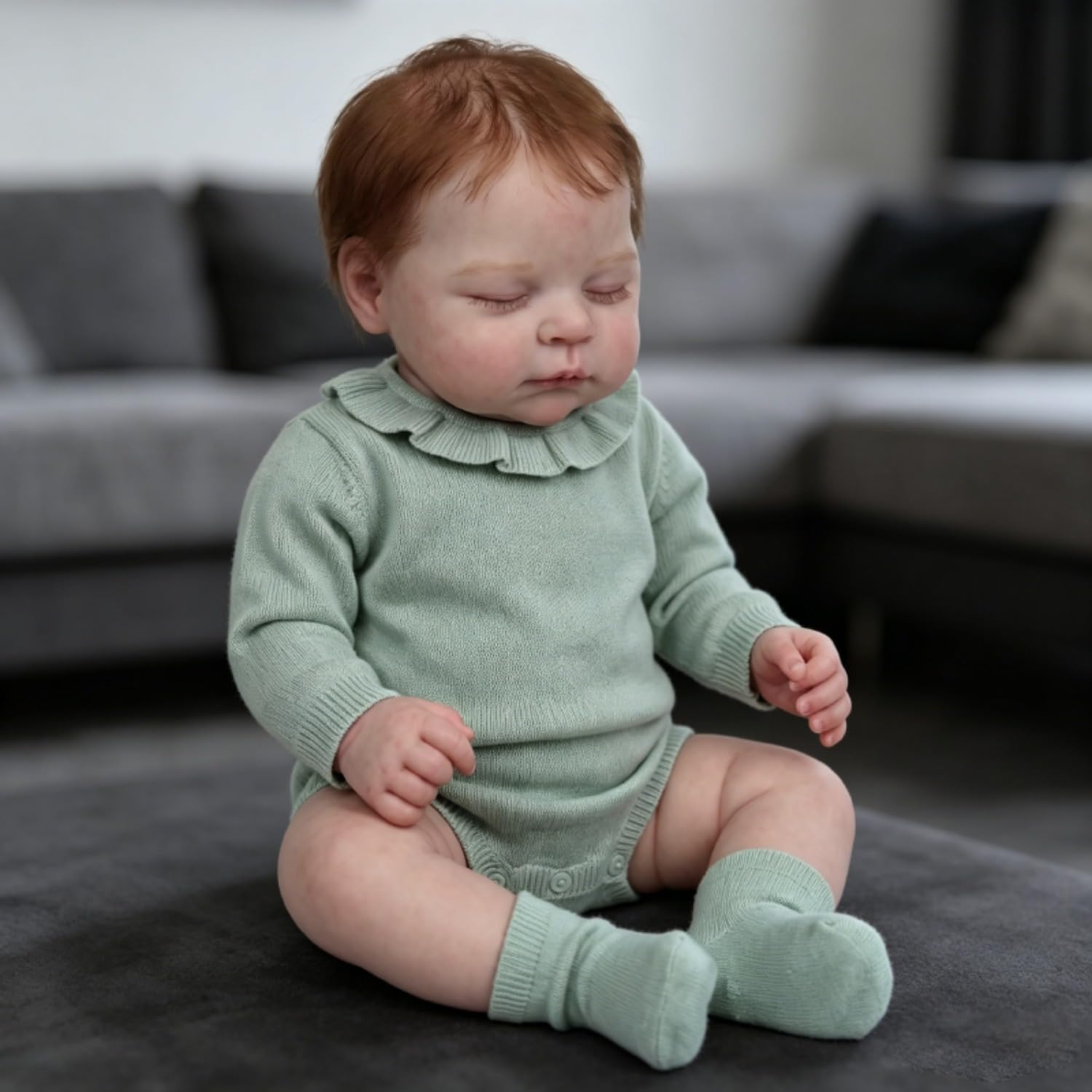 Lonian Reborn-Baby Bambole 20 Pollici Realistico Bambole pieno Panno Corpo Ragazze Realistico Dormire Neonato con Abiti Verdi Occhi Chiusi