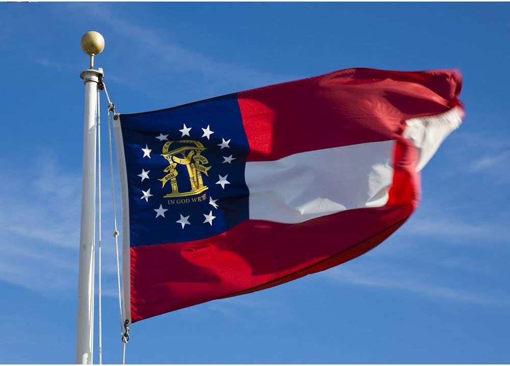 Allied Flag - 2' x 3' Outdoor Nylon Georgia State Flag - Made in USA - Vivid Color and Fade Resistant - Reinforced Hem and Brass Grommets