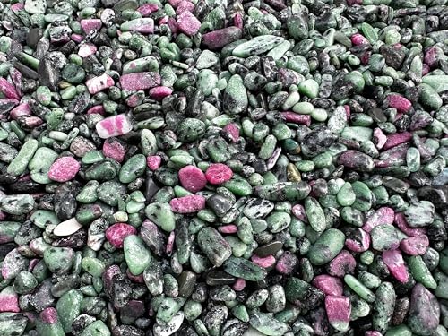 Image of GAF TREASURES 2 oz Lot Natural Semi Tumbled Gemstone Chips, Crushed Mini Crystals, Undrilled Crystal Chips (Ruby Zoisite)