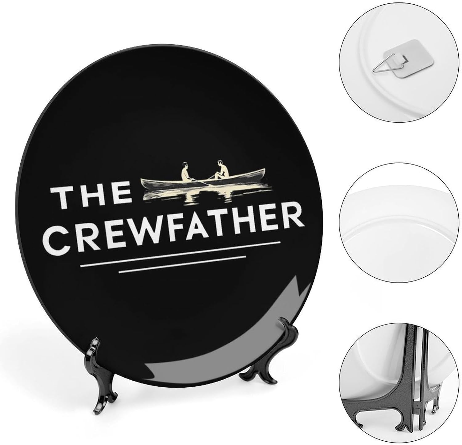 The Crewfather Crew Father Decorative Plates for Display Ceramic Plate Tray with Stand Hanger Home Decor