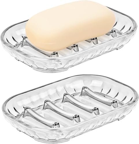 AMUONTY Paquete de 2 soportes para jabonera para barra de jabón, jaboneras de baño, jabonera, protector de jabón, bandeja de jabón blanda para