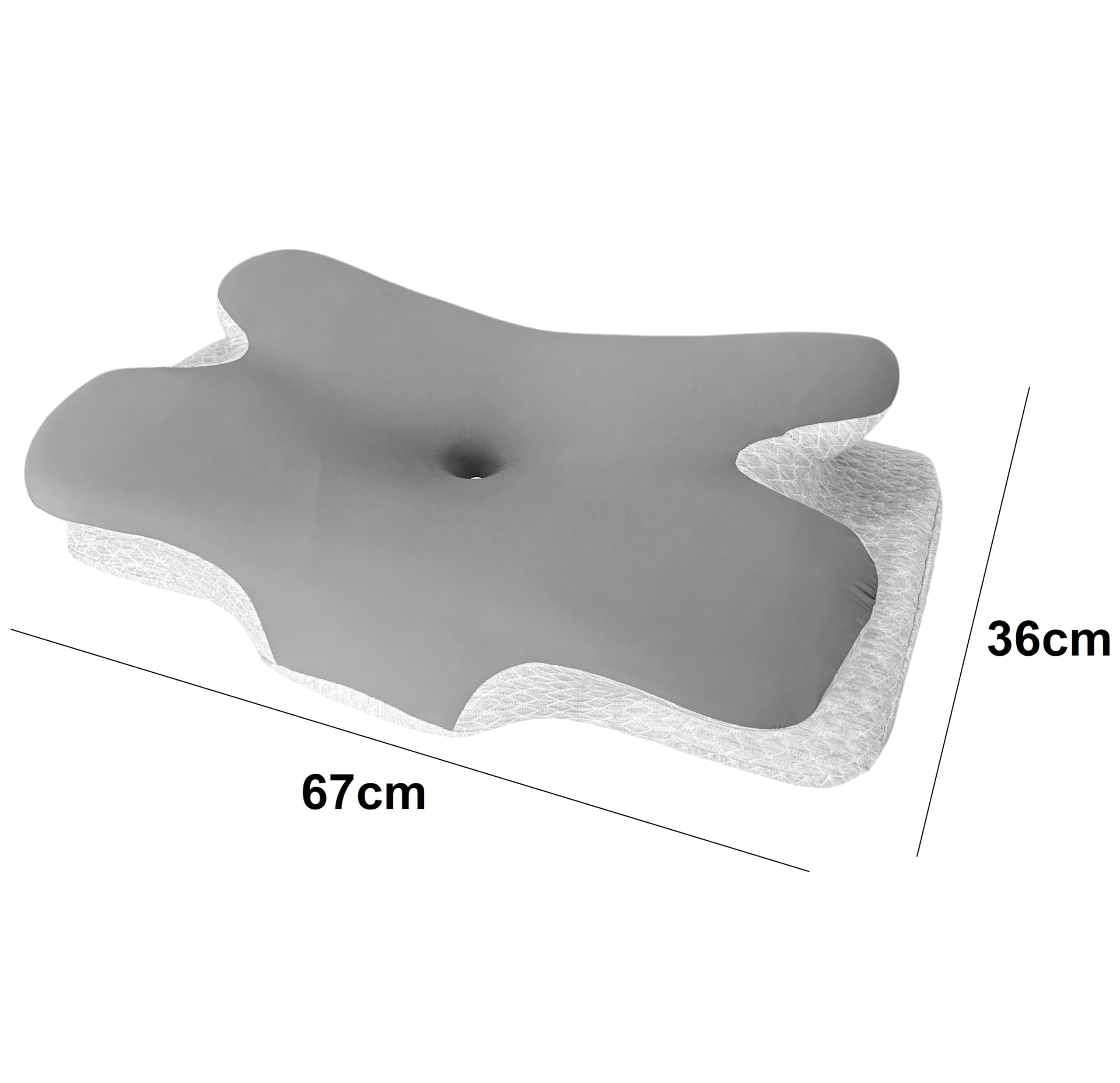 Almohada Cervical Espuma Viscoelástica Ergonómica, 67x36x10/12 cm | Diseño Mariposa, Para Dormir de Lado, Boca Arriba y Boca Abajo, OEKO TEX, Con Cremallera