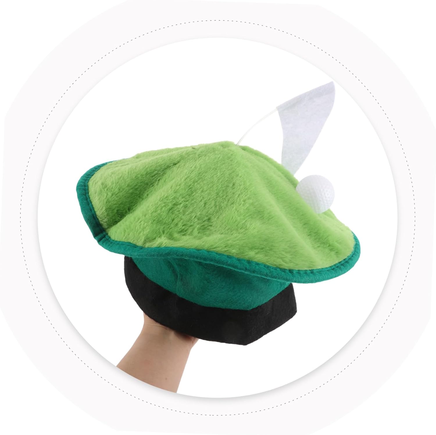 SHOWERORO Golf Beret Hat with Ball Flag Stylish Golfer Headwear for Parties Lightweight and Breathable Golfing Accessories for Men Party Hat for Golf Enthusiasts Green