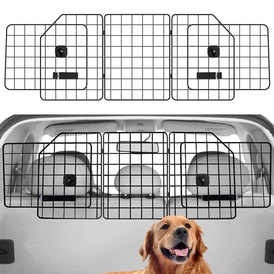 Barrière de Voiture pour Chien Pliable, Ajustable et Universelle, Grille de Protection en Métal pour Voiture, Accessoire de Sécurité pour Le Voyage des Animaux de Compagnie.