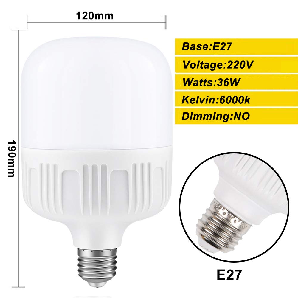 Mengjay LED Lampe E27 Kaltweiß 36W Leuchtmittel Licht 6000K 3600 Lumen Abstrahlwinkel 360 Grad,LED Energiesparlampe,20 Stück