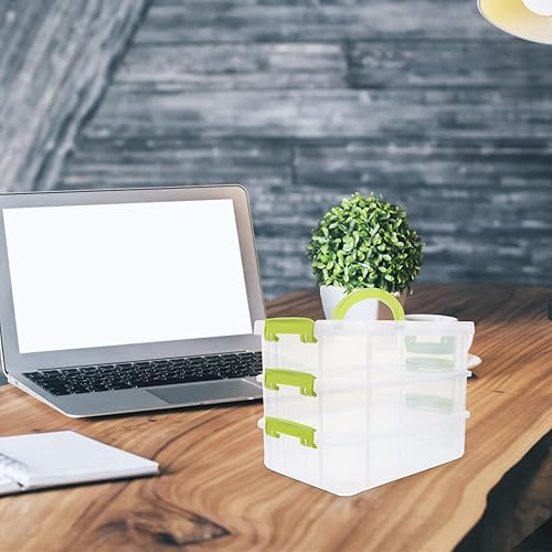 Miniatura 5 de Zerodeko Caja de almacenamiento apilable de 3 niveles, transparente, apilable, contenedor de almacenamiento para manualidades, organizador con tapa