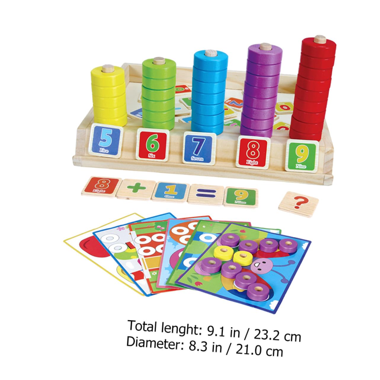 FRCOLOR Caja de Bloques de Construcción de Madera Montessori para Juguete Educativo Multifuncional de Matemáticas Rompecabezas y Cubos de Aprendizaje Seguro y Didáctico para Niñas y