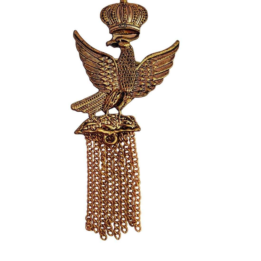 m men style Luxury Gold Brass Eagle Retro Wings Crown & Rhinestone Blazer Multi Chain Brooch Pin For Men And Boys-picture-49