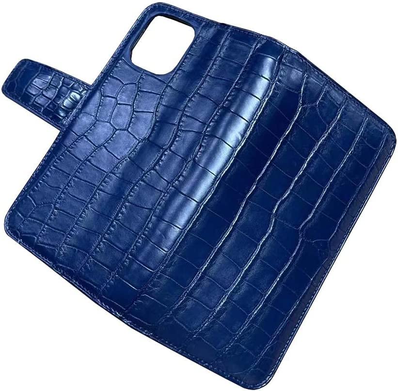 Housse à rabat alligator pour iPhone 12 Pro bleu avec porte-carte