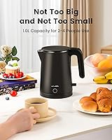 Vista 4 de Electric Kettle Stainless Steel, 1.0L Small Water Boiler 1200W Fast Boiling, Double Wall Tea Kettle Pot Automatic Shut Off, Durable Coffee & Tea