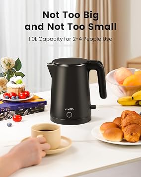 1.0L Electric Kettle Black + 0.6L Mini Electric Kettle Black
