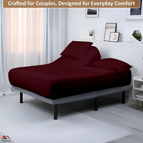 Miniatura 5 de ARlinen Flex Head - Juego de sábanas de algodón egipcio dividido de 4 piezas para camas ajustables, se adapta a colchones de hasta 16 pulgadas de