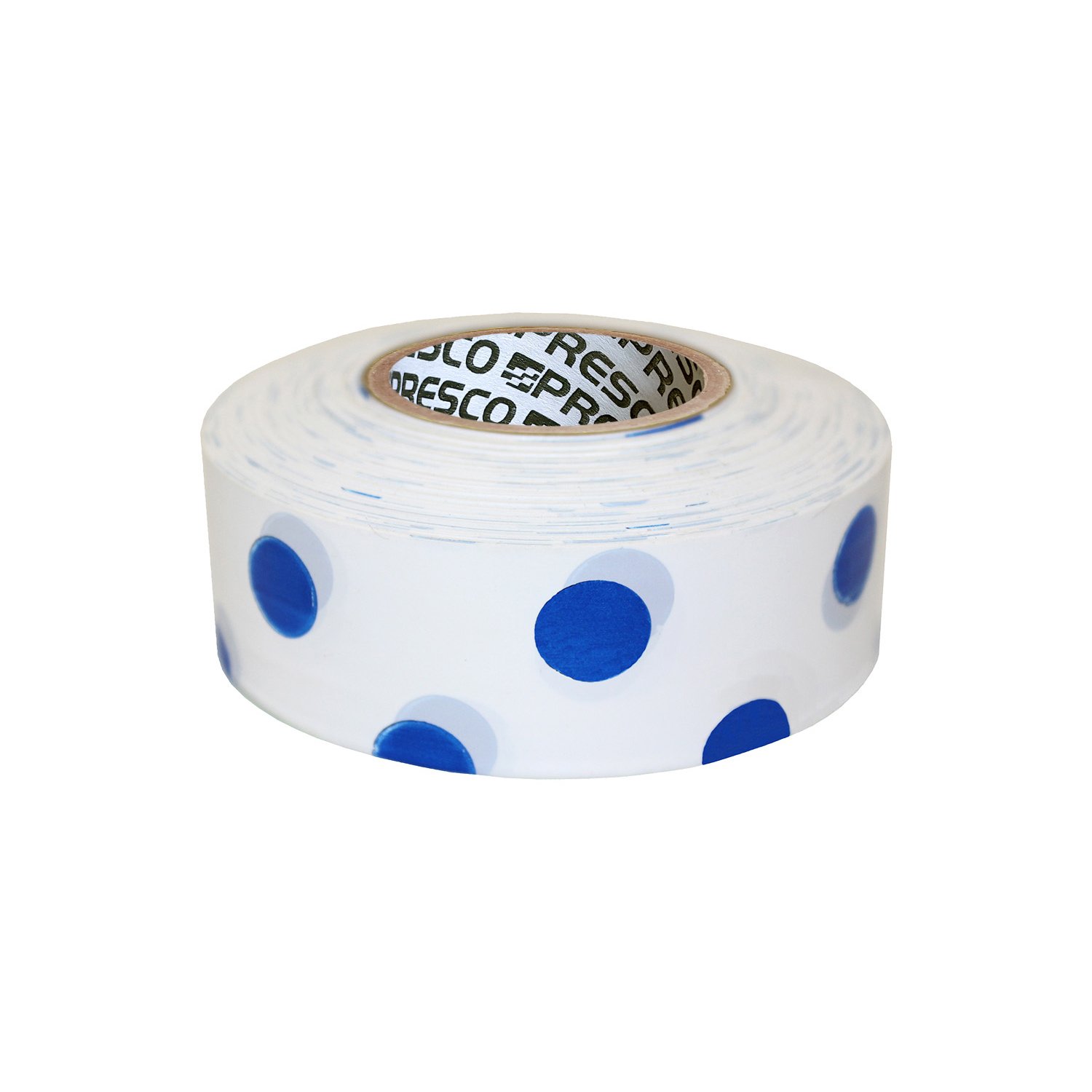 [NO ADHESIVE] Presco Polka Dot Patterned Roll Flagging Tape: 1-3/16 in. x 300 ft. (White and Green Polka Dot)