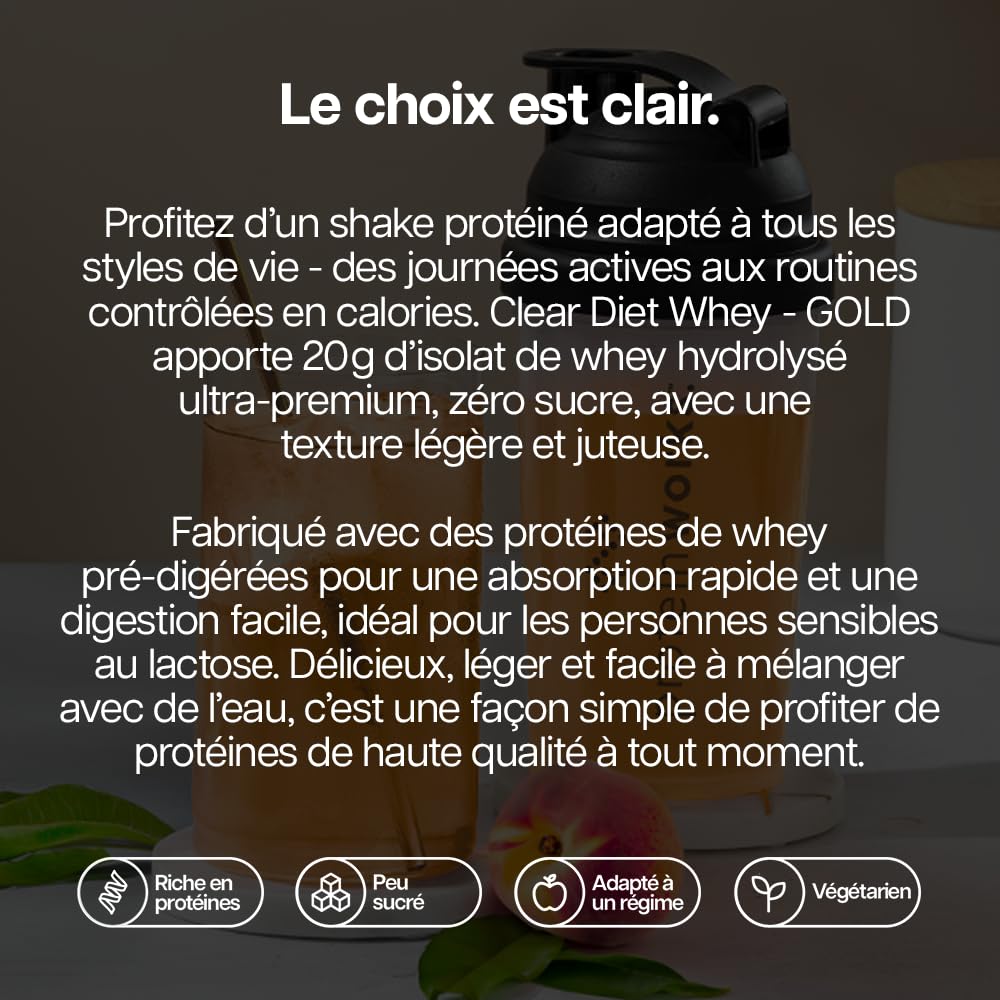 Protein Works | Clear Diet Whey Protein - Gold, Cerise Et Pomme, 1kg | Isolat de Whey Hydrolysé, Poudre de Whey, Ultra Pur, Vitamines B6 & B12, Boisson Protéinée Rafraîchissante, 40 Portions