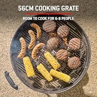 Weber Compact Kettle Holzkohlegrill 57 cm mit Stand und Rädern/Rostbeständige porzellanemaillierte Oberfläche, Ascheauffangschale, 2342 cm² Grillfläche, Schwarz – Ansicht 6