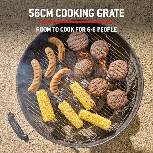 Weber Compact Kettle Holzkohlegrill 57 cm mit Stand und Rädern/Rostbeständige porzellanemaillierte Oberfläche, Integriertes Deckelthermometer, Ascheauffangschale, 2342 cm² Grillfläche, Schwarz 4