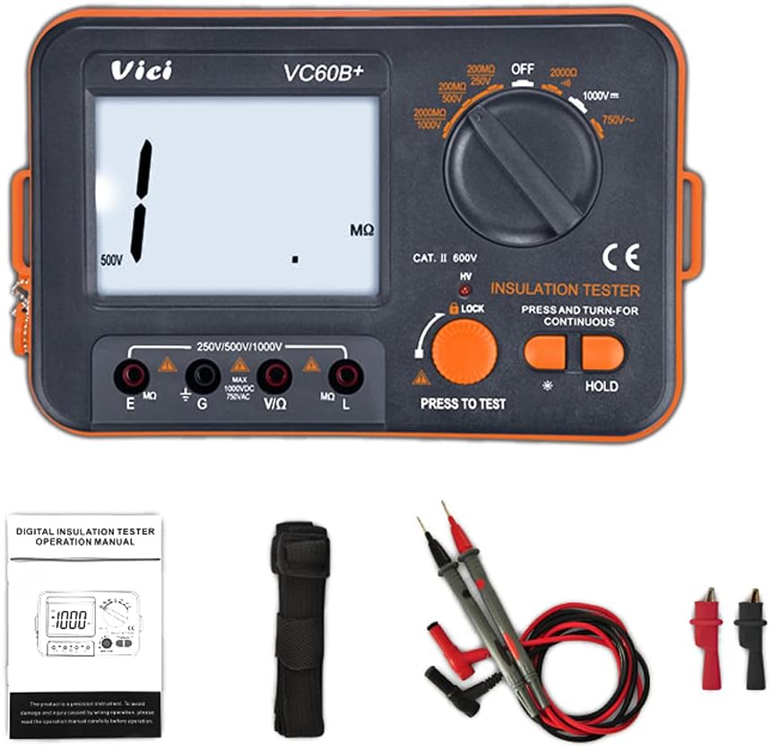 Irfora VC60B+ High Accurancy Digital Insulation Resistance Tester Portable Megohm Meter with Back