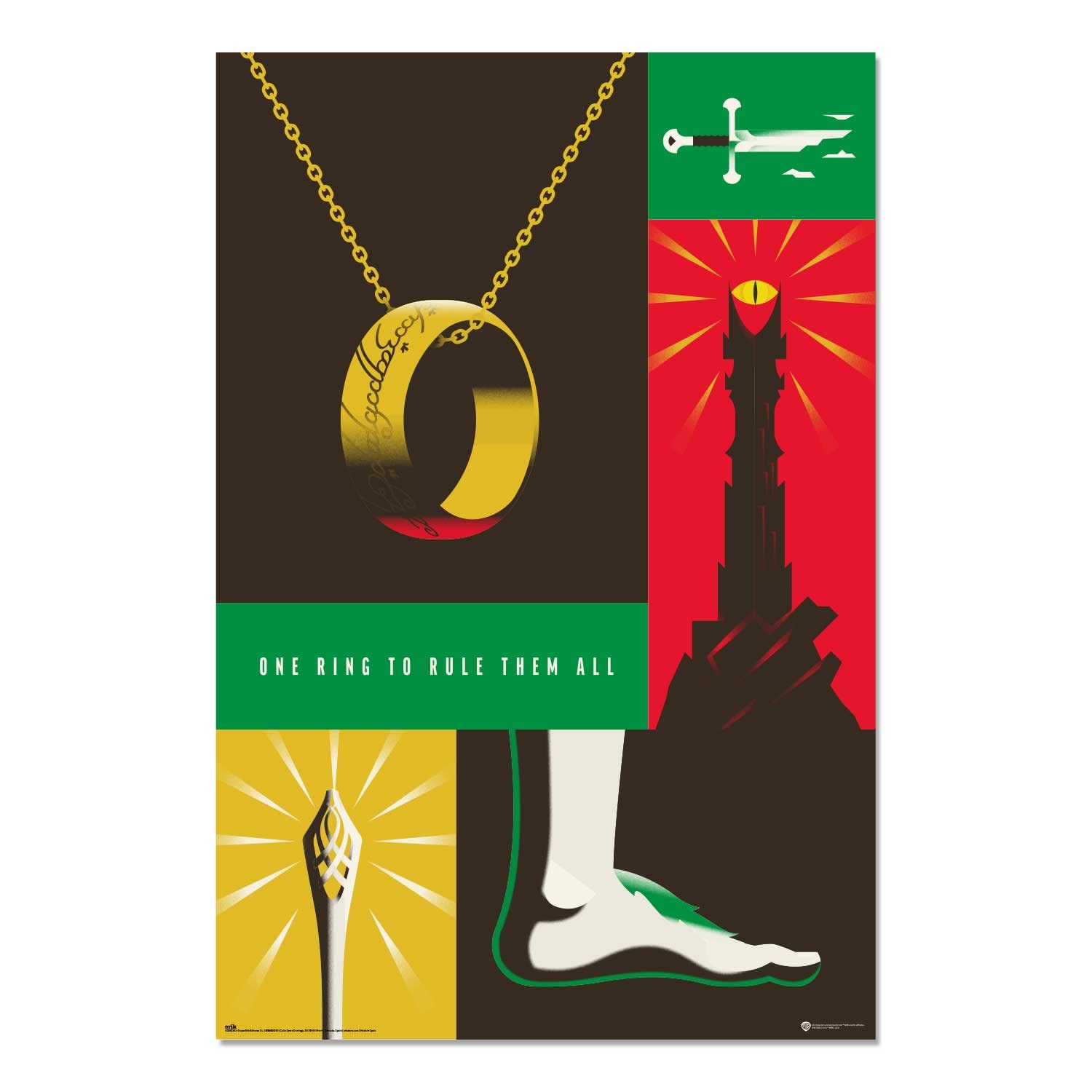 Grupo Erik Poster Warner Bros. 100th Anniversary The Lord Of The Rings - 36 x 24 inches / 91.5 x 61 cm - Shipped Rolled Up - Cool Posters, Art Poster, Wall Posters & Prints