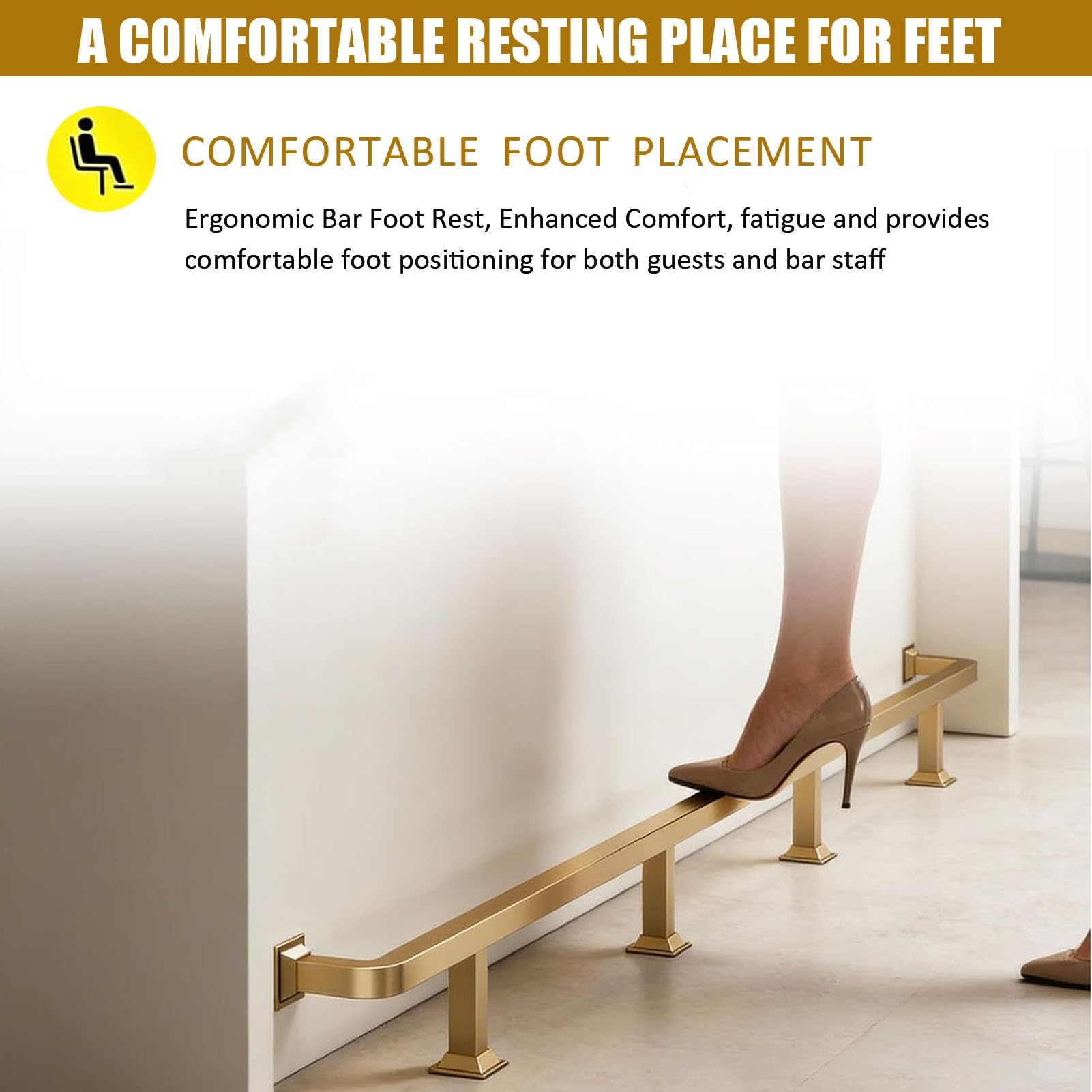 Kit De Repose-pieds De Barre À Charge Élevée De 300 Lb, Garde-corps De Repose-pieds En Acier Inoxydable Avec Matériel Complet Pour Pub, Hôtel, Restaurant, Bar À Domicile