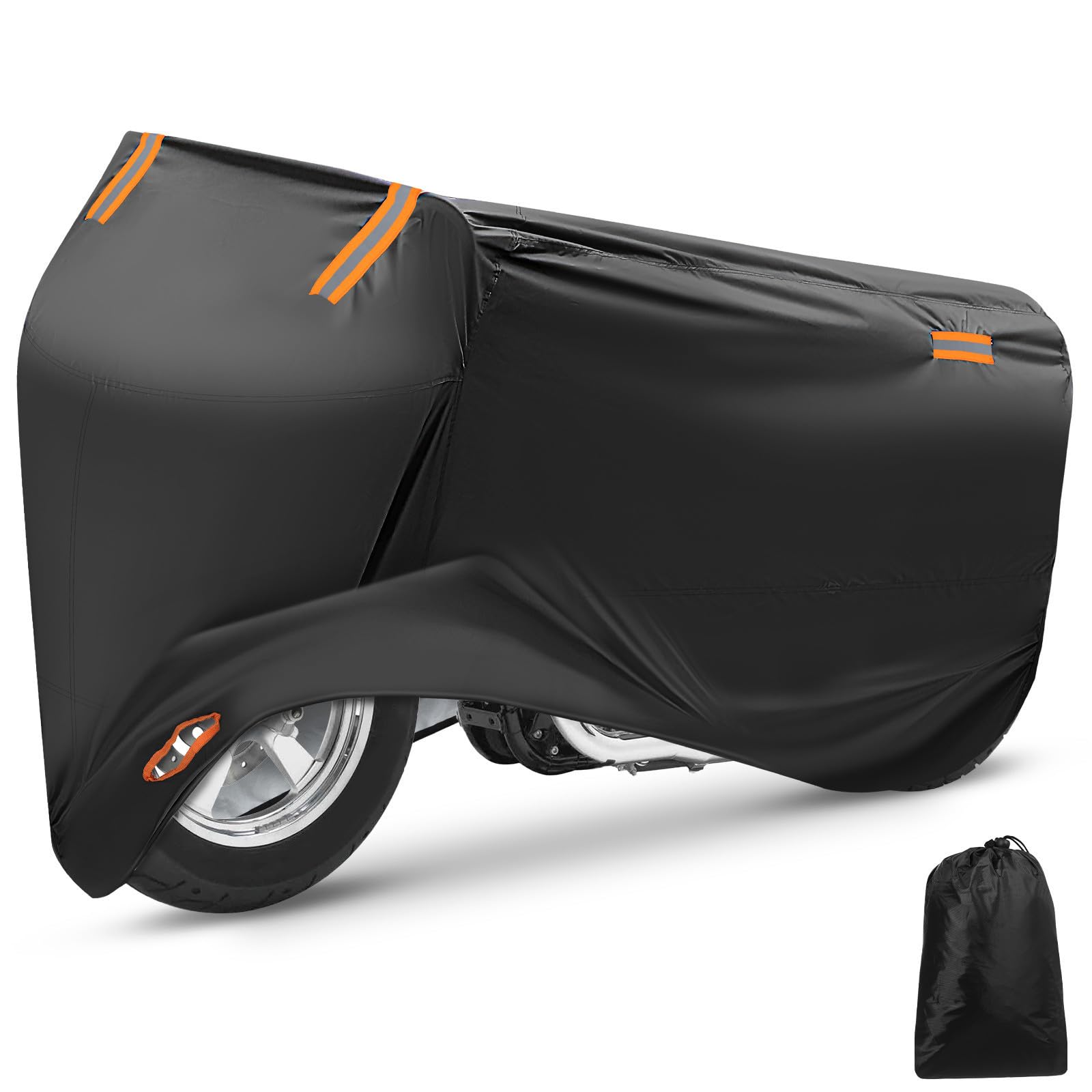 BESPORTBLE Housse de Moto Robuste en Tissu Oxford avec Bandes Réfléchissantes et Trous pour Cadenas, Couverture Moto pour Usage Extérieur et Voyage, Taille L