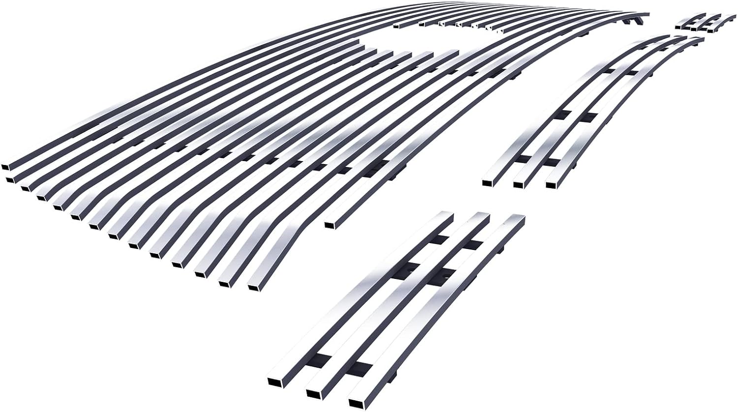 APS Compatible with Toyota Tundra 2010-2013 Main Upper Lower Bumper Stainless Steel Chrome Polished 8x6 Horizontal Billet Front Grill Grille Insert Combo T61008S