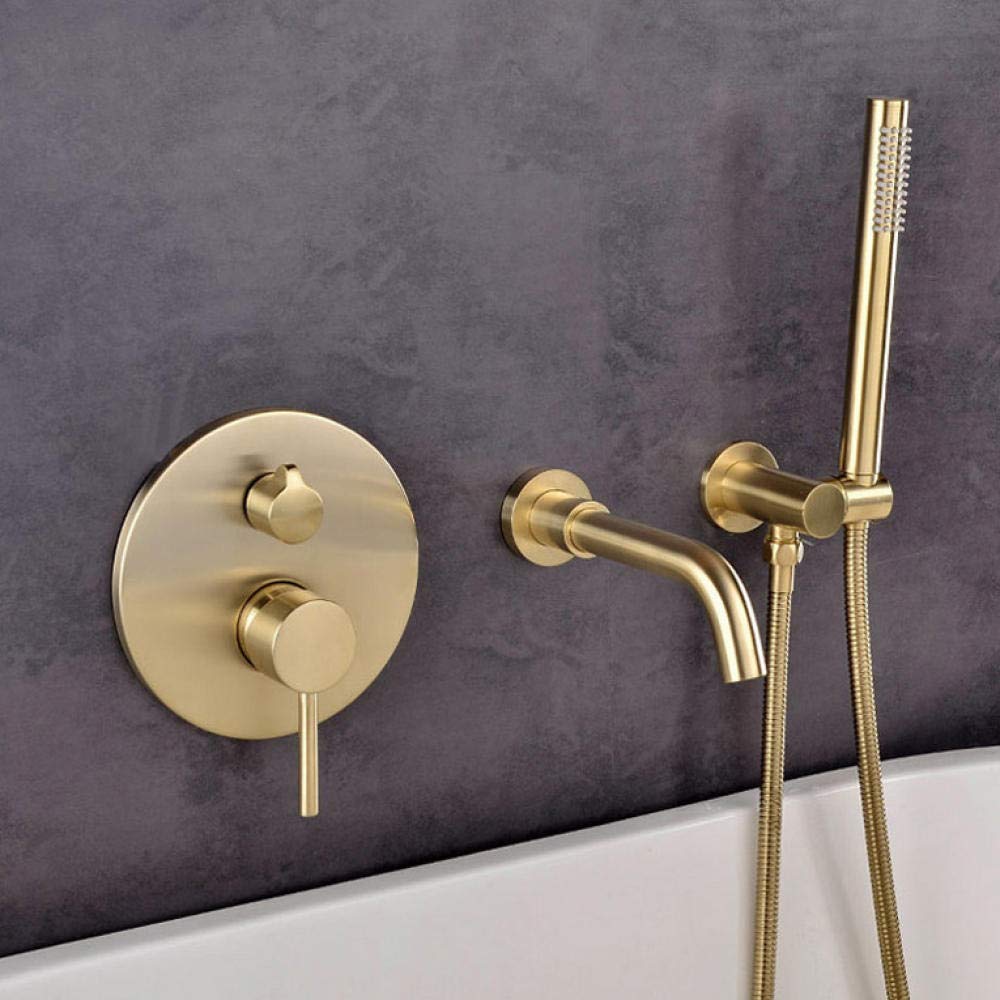 Yniyujkl Waterfall Bathtub Faucet Matte Brass With/Hand Shower Hot And Cold Water Mixer Tap Para Bathroom Shower