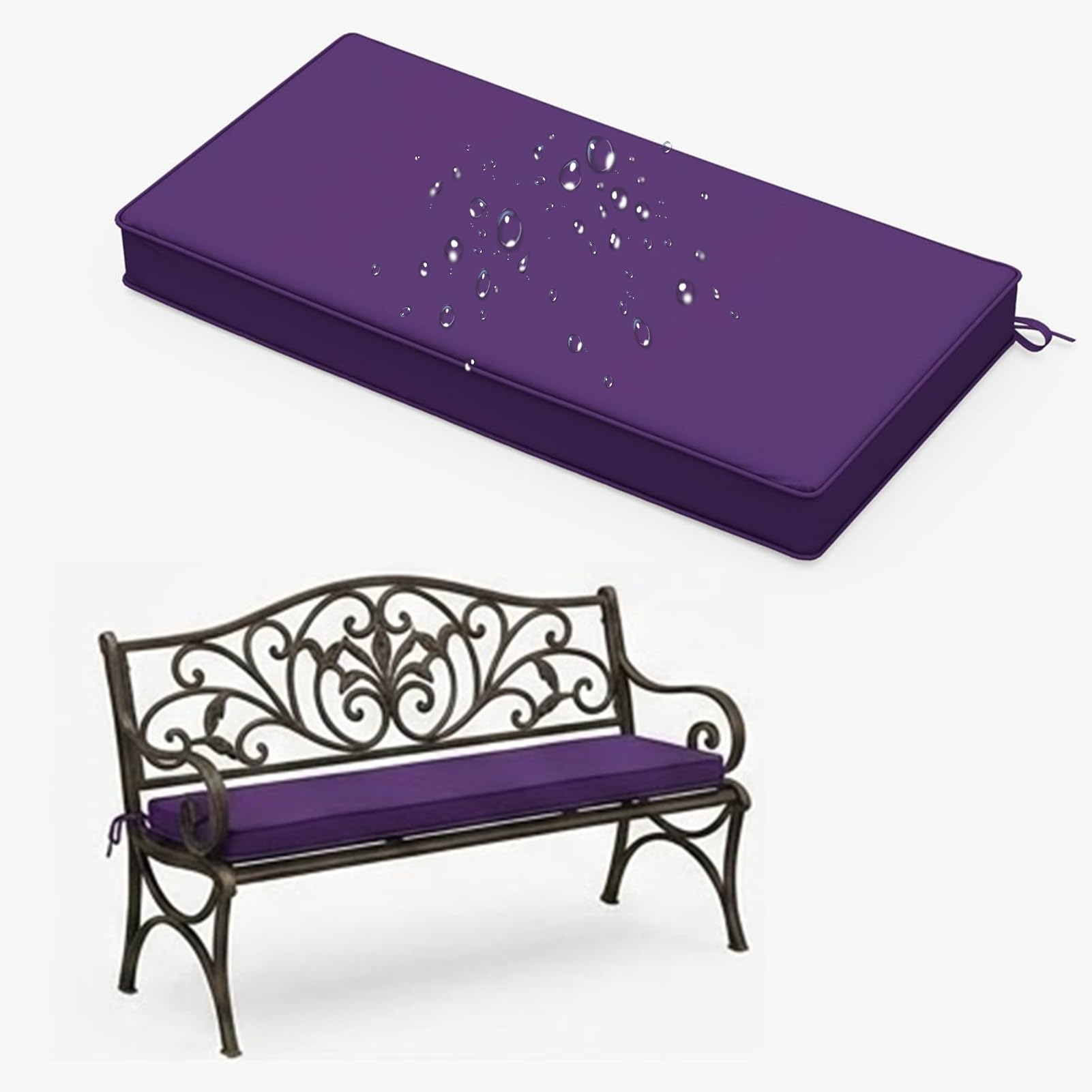Coussin de banc d'extérieur imperméable haut de gamme violet 140cm