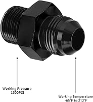 Vista 3 de Adaptador de riel de combustible macho 6AN Flare a 6AN ORB, adaptador de manguera de línea de combustible de aluminio, accesorios de sistema