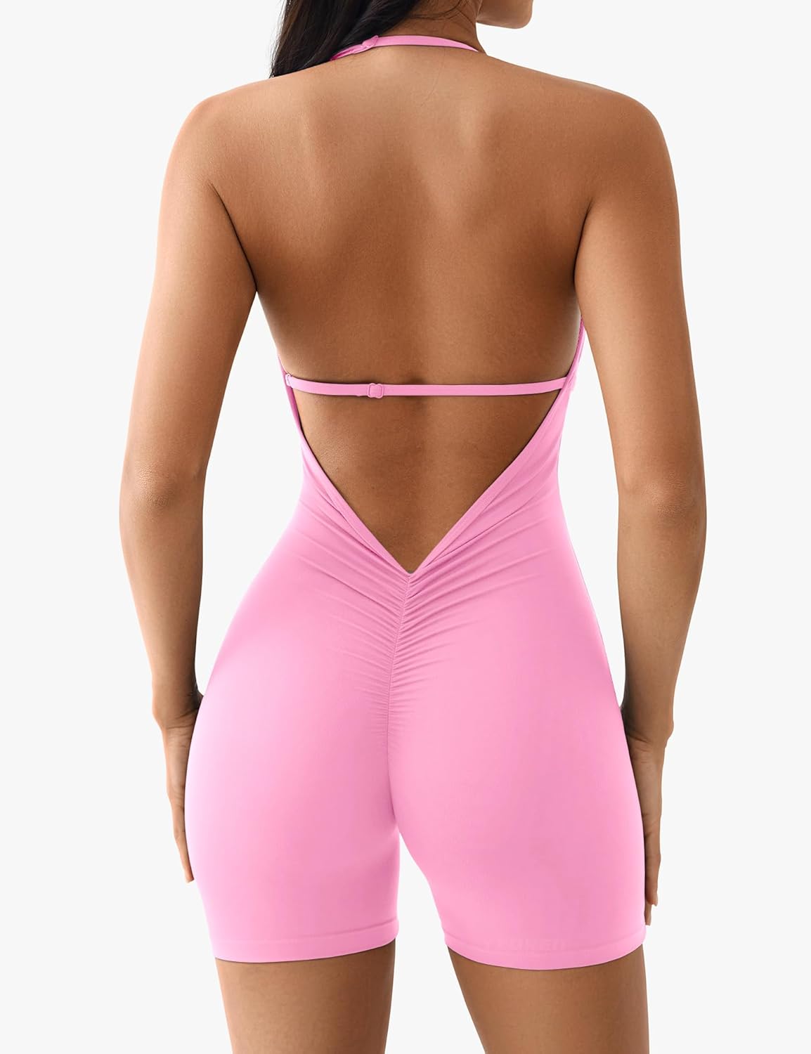 YEOREO Workout Jumpsuits Women Tummy Control Taylor V Neck Romper One Piece Sexy Backless Scrunch Butt Bodysuit - Image 5