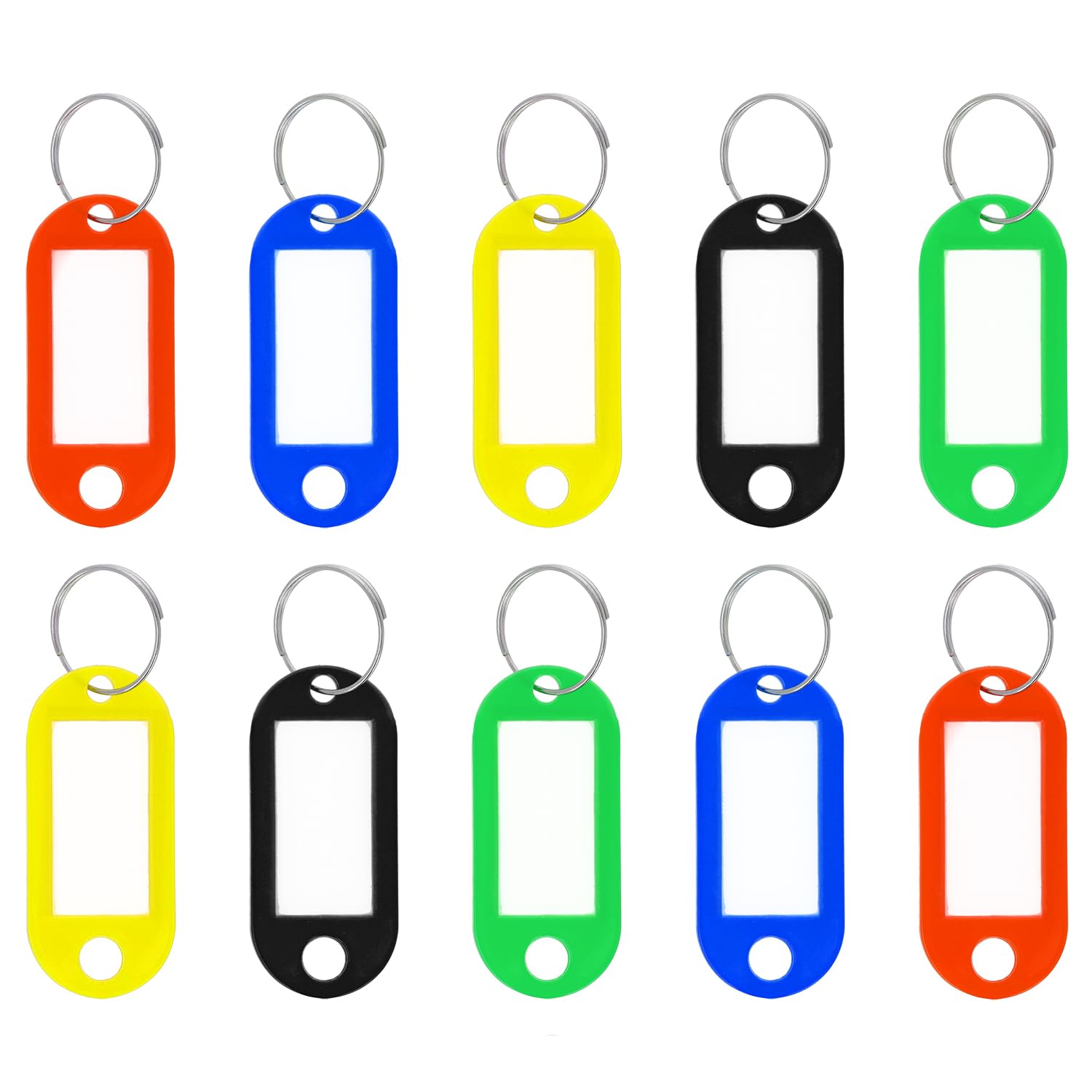 Westcott Key Tags 10 Pieces | 10 Pack of Robust Tags for Labelling Keys with Exchangeable Labels | with Metal Ring and in Five Colours | E-10655 00