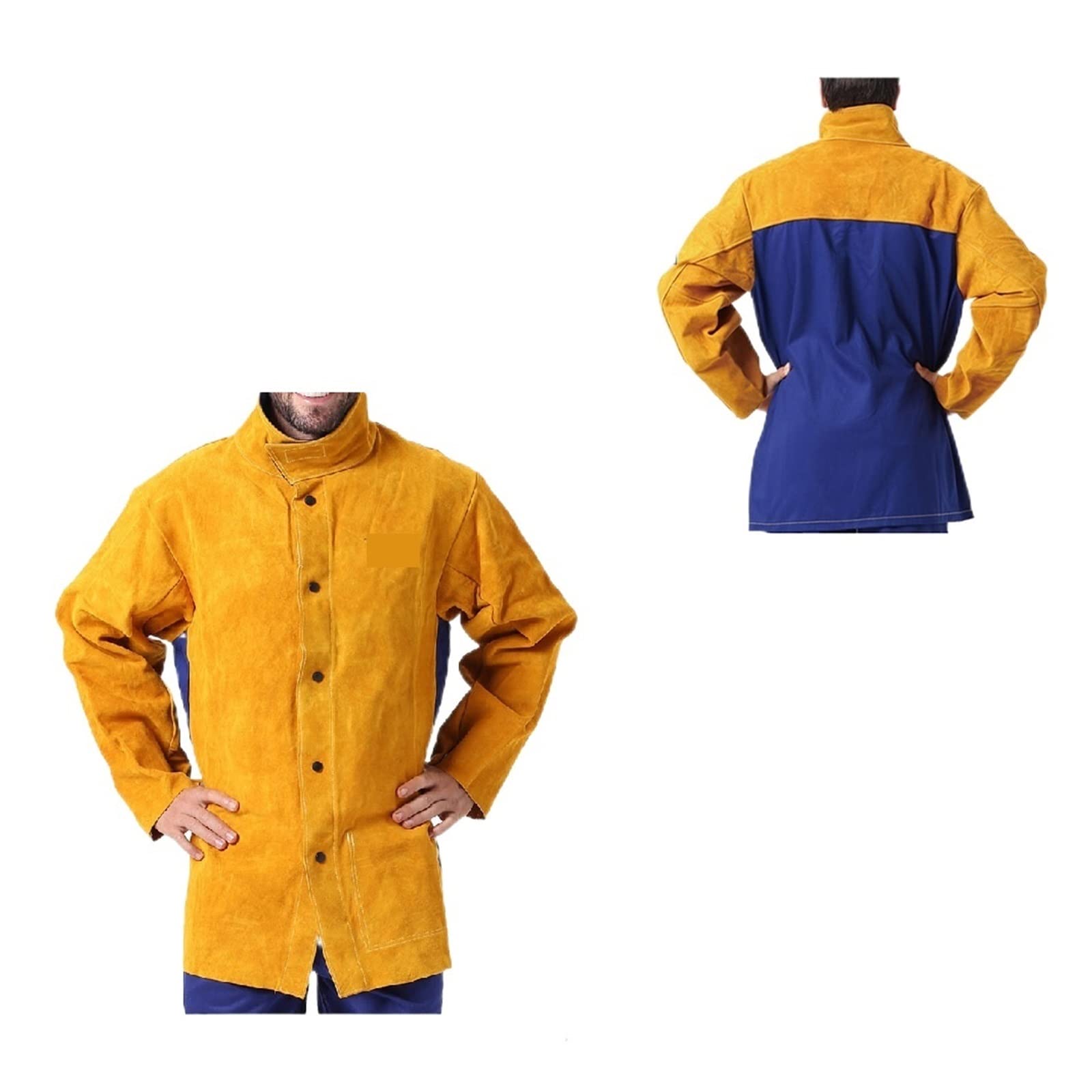 Schweißerschürze, Lederschweißjacke Flamme Hitze Funke Abriebfest Bekleidung Schweißer Arbeitsschutzkleidung Kleidung(XL)