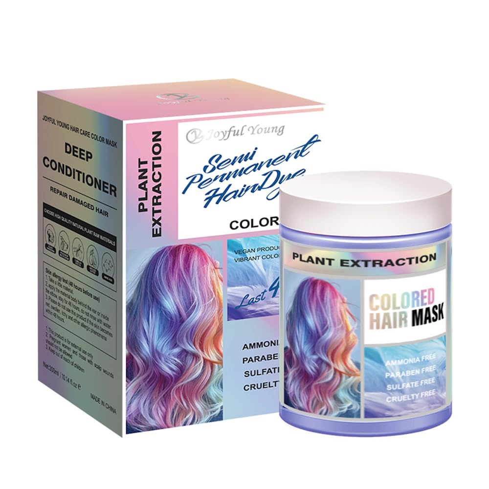Silver Hair Color Depositing Mask - Semi Permanent Hair Color Conditioner for Bleached, Blonde & Gray Hair - Vegan Toner Mask for Yellow Brassy Tones
