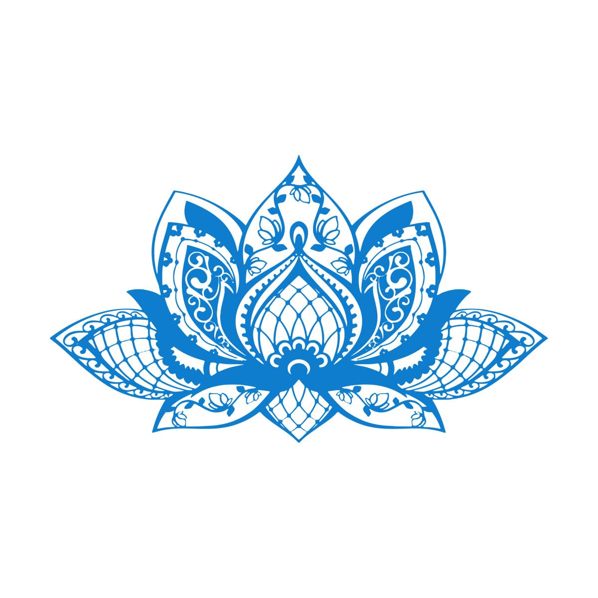 Fine Carving Decals Lotus Mandala Flower Yoga Studio Bohemian Style 72x124.2cm Self Adhesive Extra Large Blue