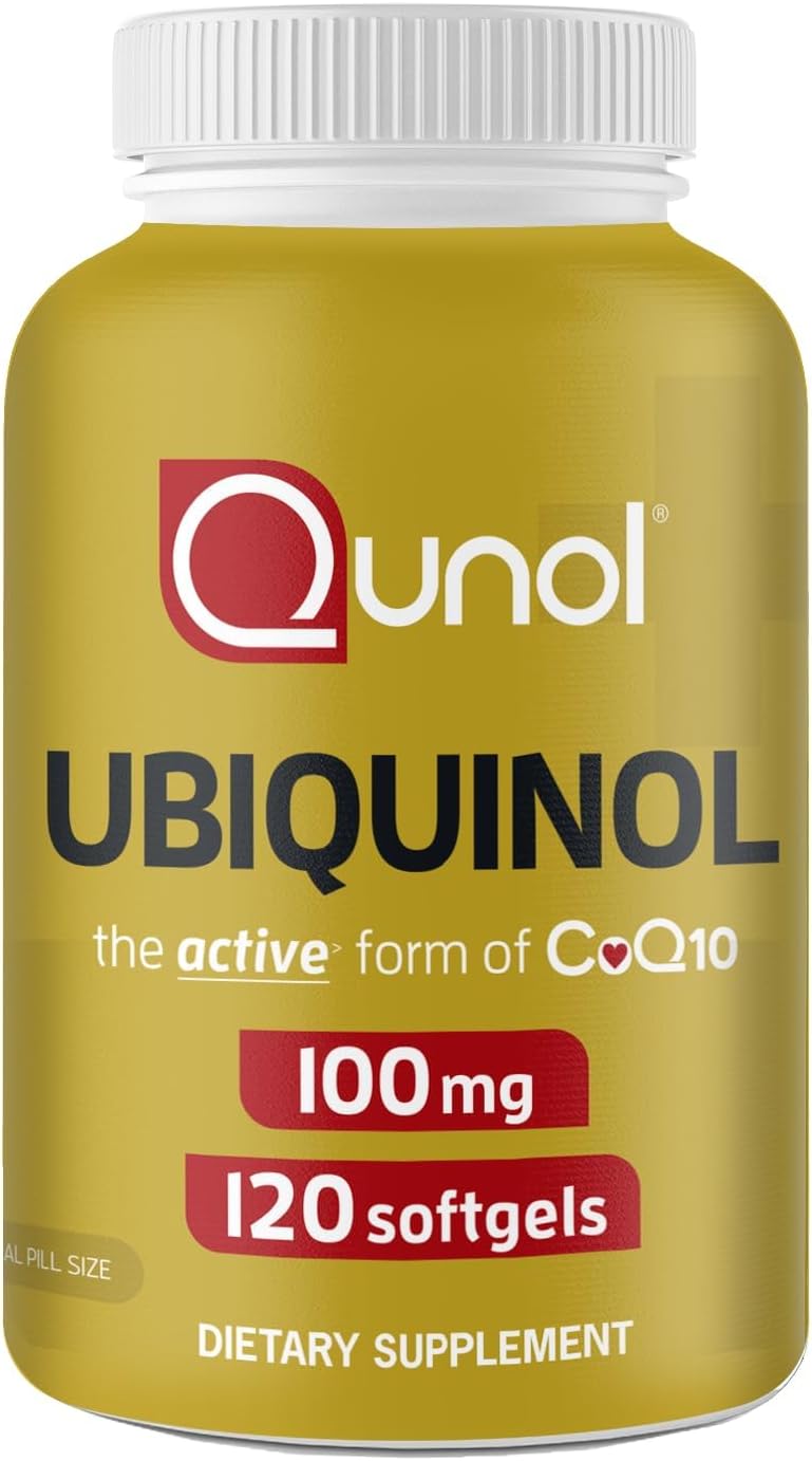 Qunol 100mg Ubiquinol, Powerful Antioxidant for Heart & Vascular Health, Essential for Energy Production, Natural Supplement Active Form of Coq10, 120 Count