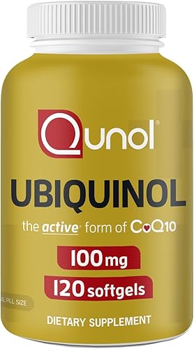 Qunol 100 mg de ubiquinol, potente antioxidante para la salud cardíaca y vascular, esencial para la producción de energía, suplemento natural forma