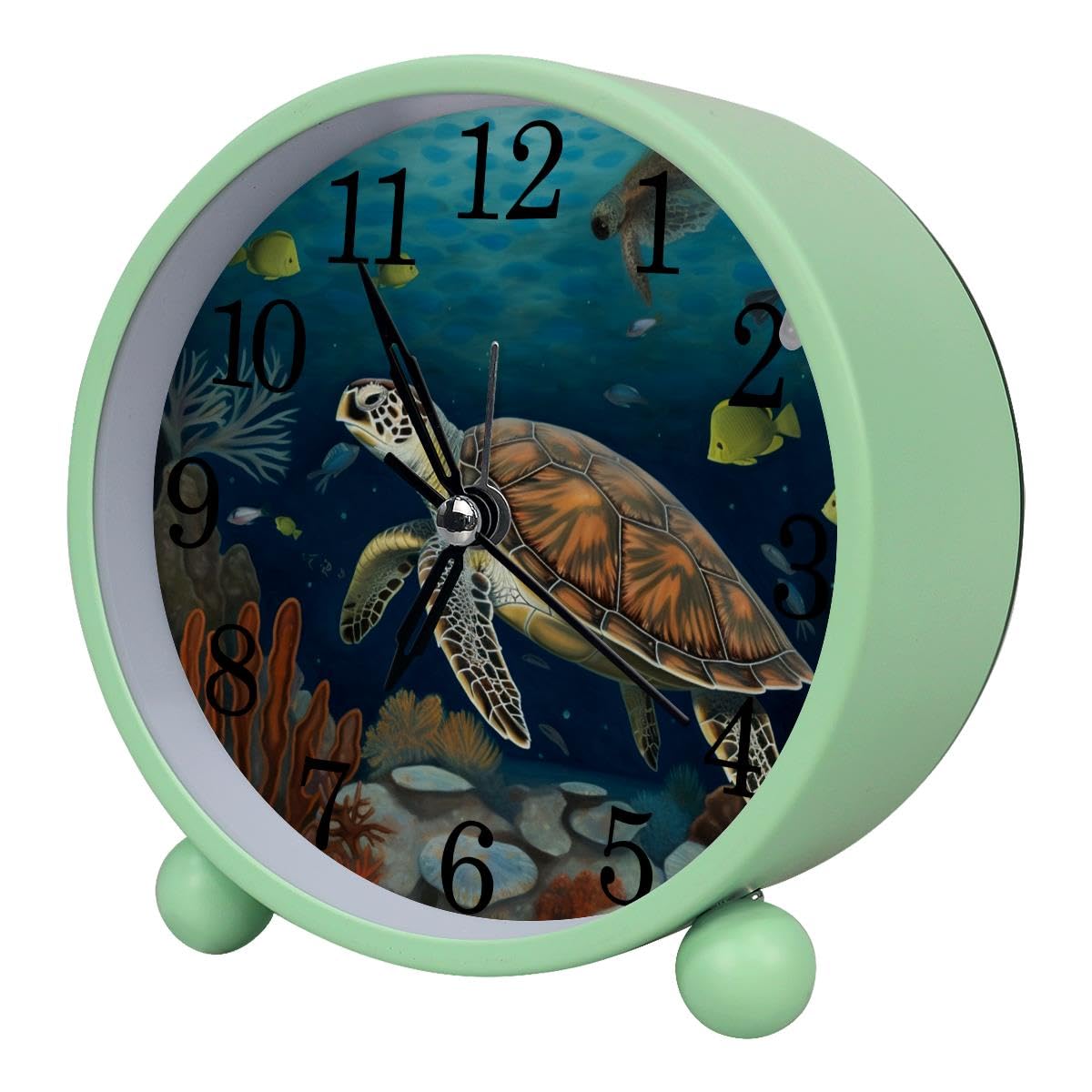 Luoweisi Alarm Clock Ocean Turtle, Silent Non-Ticking with Night Light